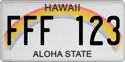 HI license plate FFF123