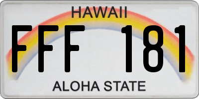 HI license plate FFF181