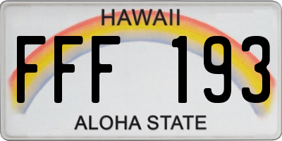 HI license plate FFF193