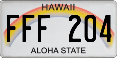 HI license plate FFF204