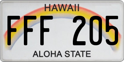 HI license plate FFF205