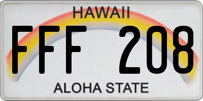 HI license plate FFF208