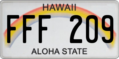 HI license plate FFF209