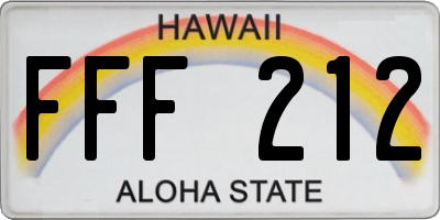 HI license plate FFF212