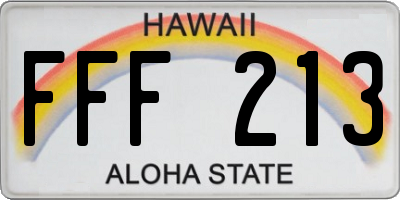 HI license plate FFF213