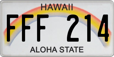 HI license plate FFF214