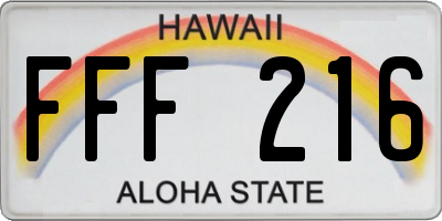 HI license plate FFF216