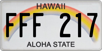 HI license plate FFF217
