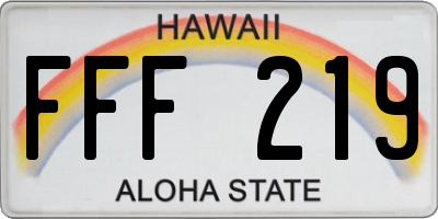 HI license plate FFF219