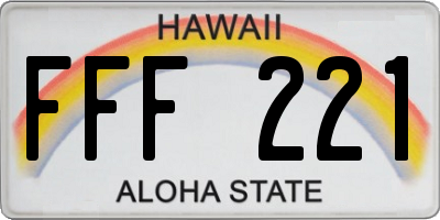 HI license plate FFF221