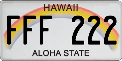 HI license plate FFF222