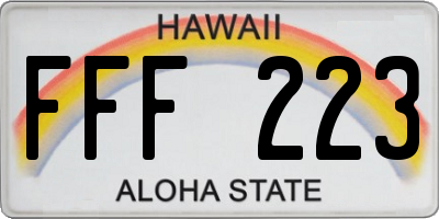 HI license plate FFF223
