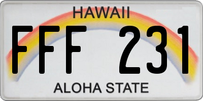 HI license plate FFF231