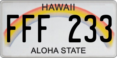 HI license plate FFF233