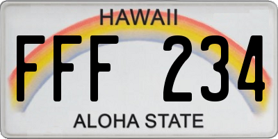 HI license plate FFF234