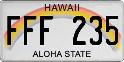 HI license plate FFF235