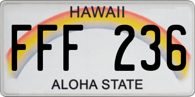 HI license plate FFF236