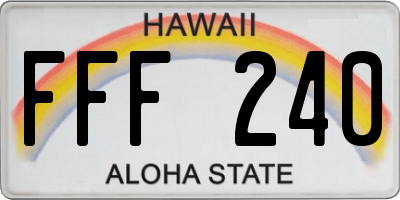 HI license plate FFF240