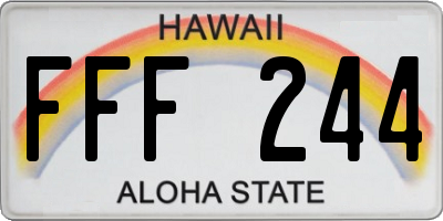 HI license plate FFF244