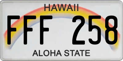 HI license plate FFF258