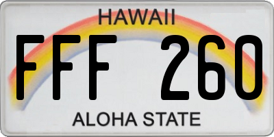 HI license plate FFF260