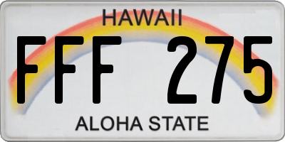 HI license plate FFF275