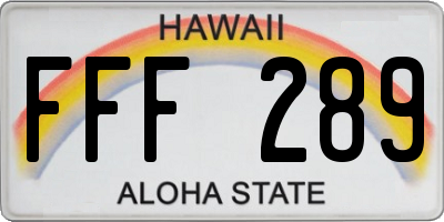 HI license plate FFF289