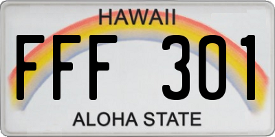 HI license plate FFF301