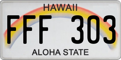 HI license plate FFF303