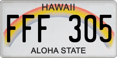 HI license plate FFF305