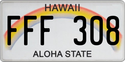 HI license plate FFF308