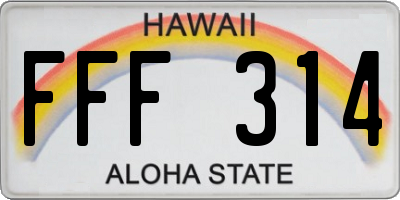 HI license plate FFF314