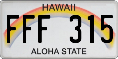HI license plate FFF315