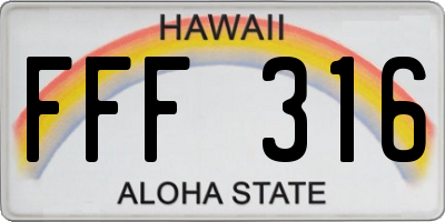HI license plate FFF316