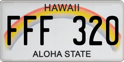 HI license plate FFF320