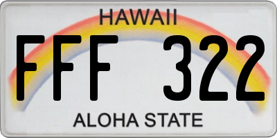 HI license plate FFF322