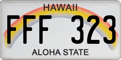 HI license plate FFF323