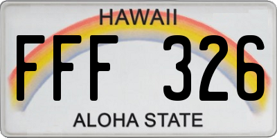 HI license plate FFF326