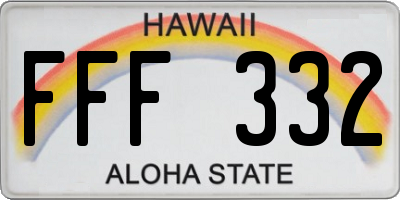 HI license plate FFF332