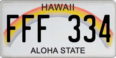 HI license plate FFF334