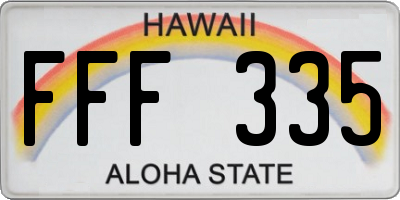 HI license plate FFF335