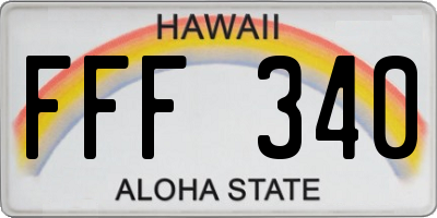 HI license plate FFF340