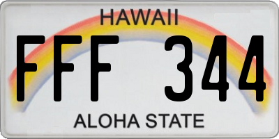 HI license plate FFF344