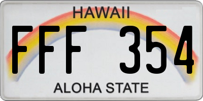 HI license plate FFF354