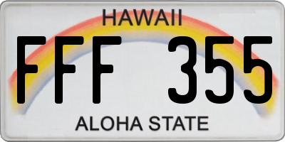 HI license plate FFF355