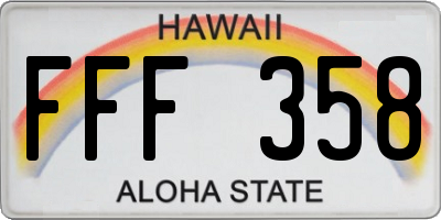 HI license plate FFF358