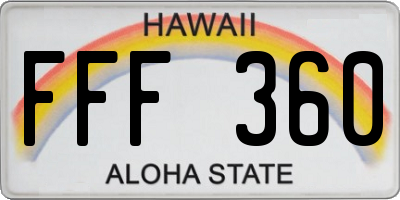 HI license plate FFF360