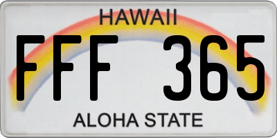 HI license plate FFF365