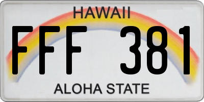 HI license plate FFF381
