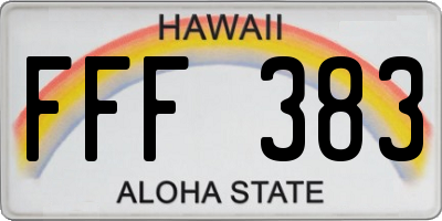HI license plate FFF383